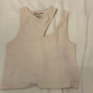 Pink Cropped Tank with Shoulder Cutout